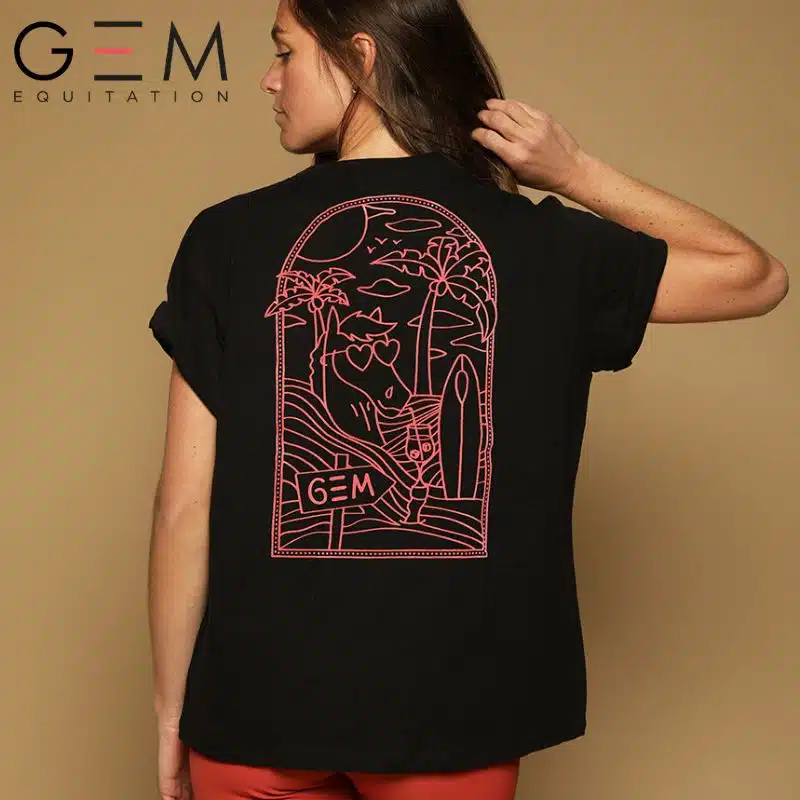T-Shirt noir SS25 GEM EQUITATION sellerie équinoxe shop fuveau