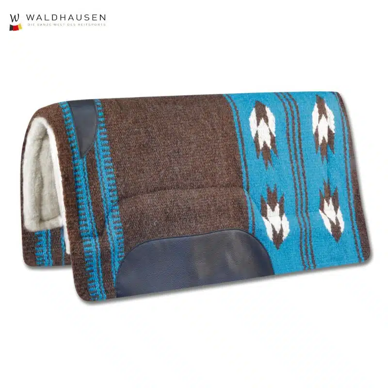 Tapis western en laine Utah Choco bleu Waldhausen Sellerie Equinoxe Shop Fuveau