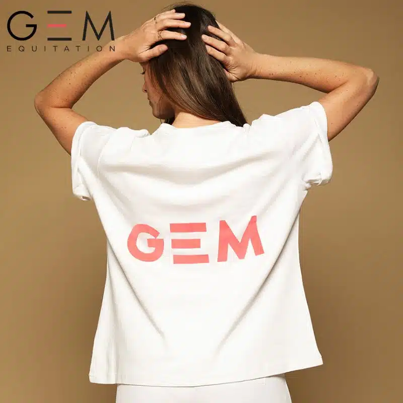 Tee-Shirt blanc SS25 GEM EQUITATION sellerie équinoxe shop fuveau