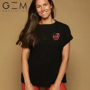 Tee-Shirt noir SS25 GEM EQUITATION sellerie équinoxe shop fuveau