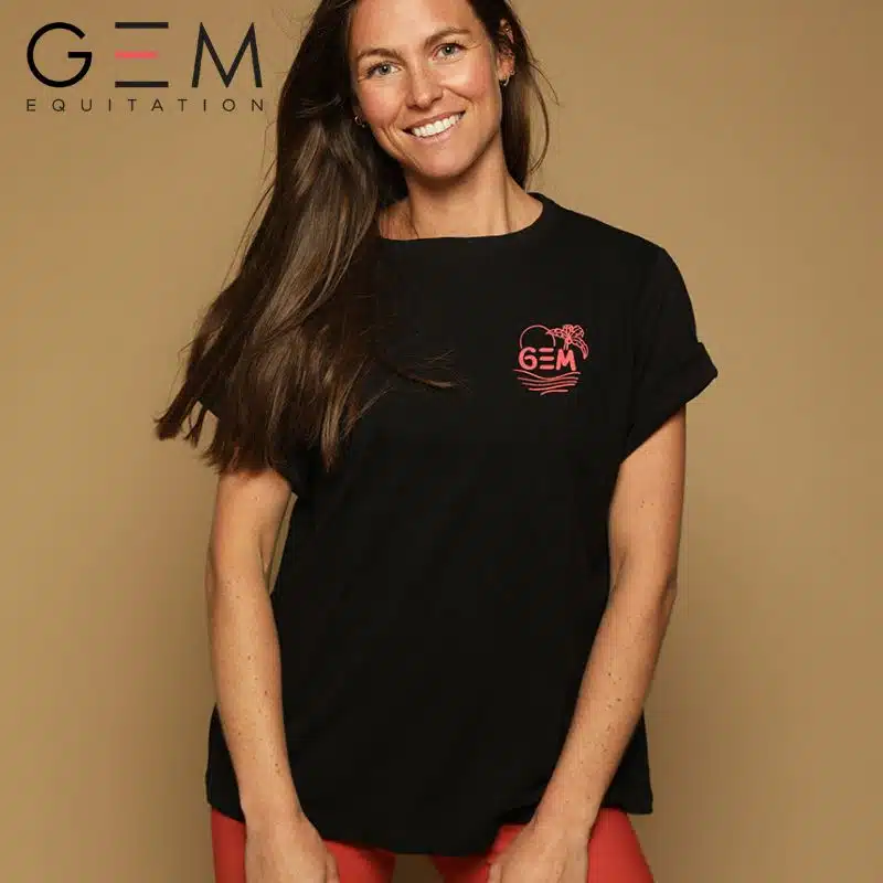 Tee-Shirt noir SS25 GEM EQUITATION sellerie équinoxe shop fuveau