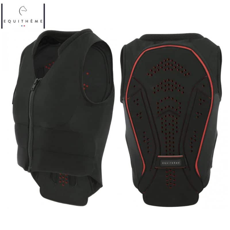 Dorsale d'équitation Cox Adulte 991318 noir rouge level 2 EQUITHÈME Sellerie Equinoxe Shop Fuveau