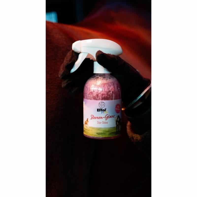 Spray Effol Kids Star-Shine argenté pailleté pour décorer la robe, la crinière et la queue du cheval