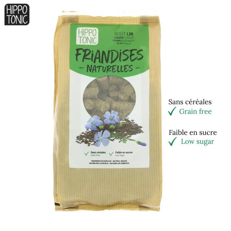 Bonbons pour chevaux gout lin 713025100 Hippo-Tonic friandises sans céréales Sellerie Equinoxe Shop Fuveau