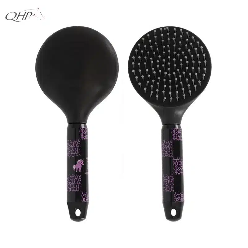 Brosse à crins Lize noir et violet QHP 5599 Sellerie Equinoxe Shop Fuveau