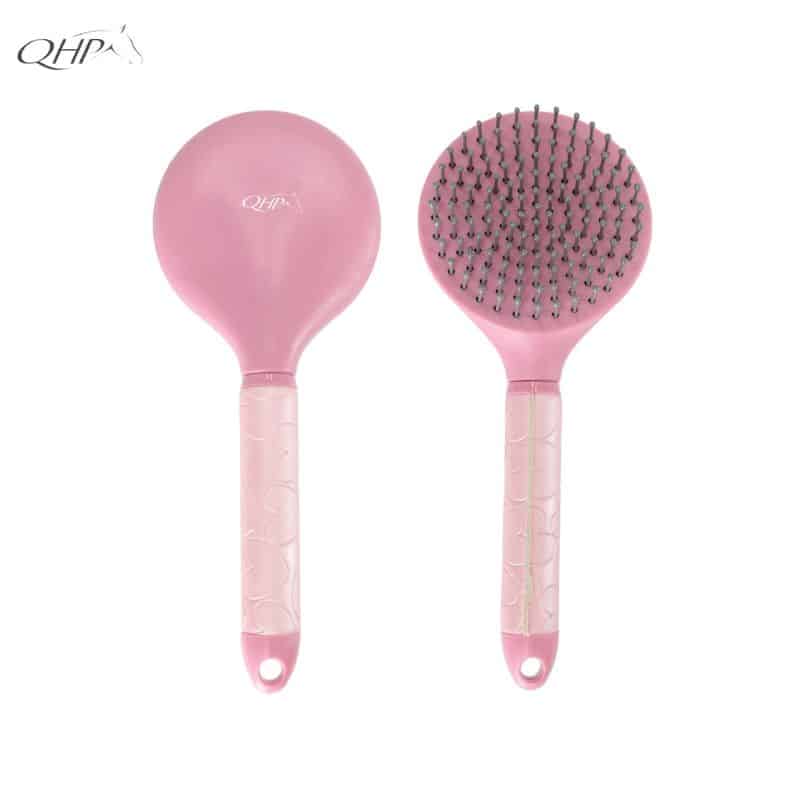Brosse à crins Lyvia QHP 5634 rose coeur de poney Sellerie Equinoxe Shop Fuveau