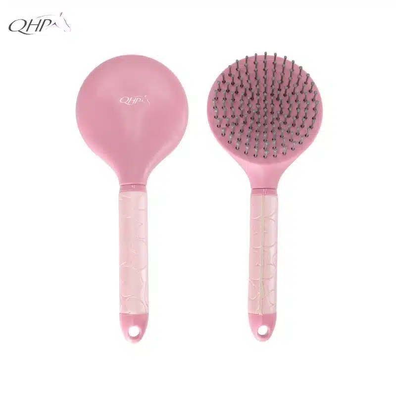 Brosse à crins Lyvia QHP 5634 rose coeur de poney Sellerie Equinoxe Shop Fuveau