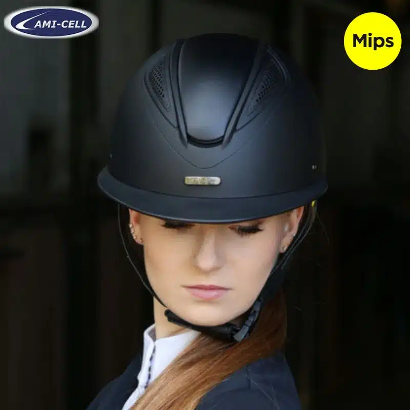 Casque d'équitation Lami Cell Luc MIPS 208032 noir mat Visière standard Sellerie Equinoxe Shop
