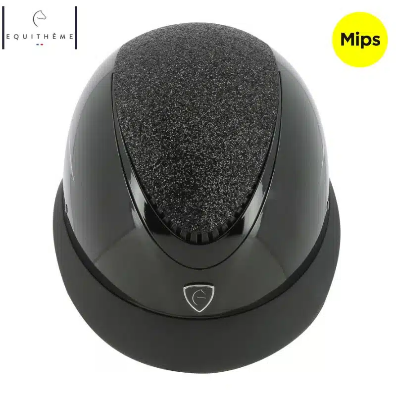 Casque d'équitation Wings NOIR GLITTER BRILLANT EQUITHÈME 911726 Sellerie Equinoxe Shop Fuveau