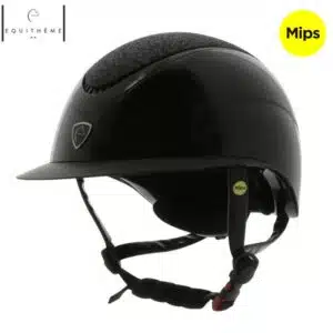 Casque d'équitation Wings NOIR GLOSSY Glitter EQUITHÈME 911726 Sellerie Equinoxe Shop Fuveau