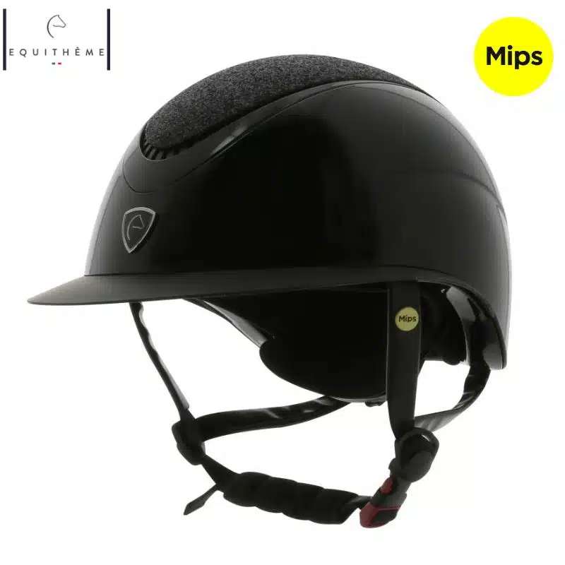 Casque d'équitation Wings NOIR GLOSSY Glitter EQUITHÈME 911726 Sellerie Equinoxe Shop Fuveau
