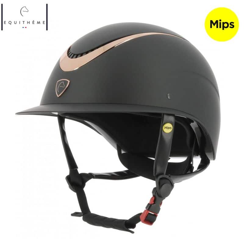 Casque d'équitation Wings NOIR MAT ROSE GOLD EQUITHÈME 911714 Sellerie Equinoxe Shop Fuveau
