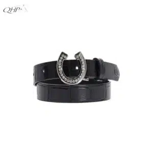 Ceinture d'équitation enfant Lize QHP 9113 noir fer à cheval Sellerie Equinoxe Shop Fuveau