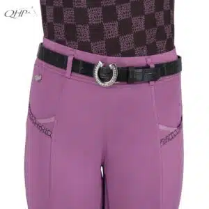 Ceinture d'équitation pour enfant Lize QHP 9113 noir fer à cheval Sellerie Equinoxe Shop Fuveau