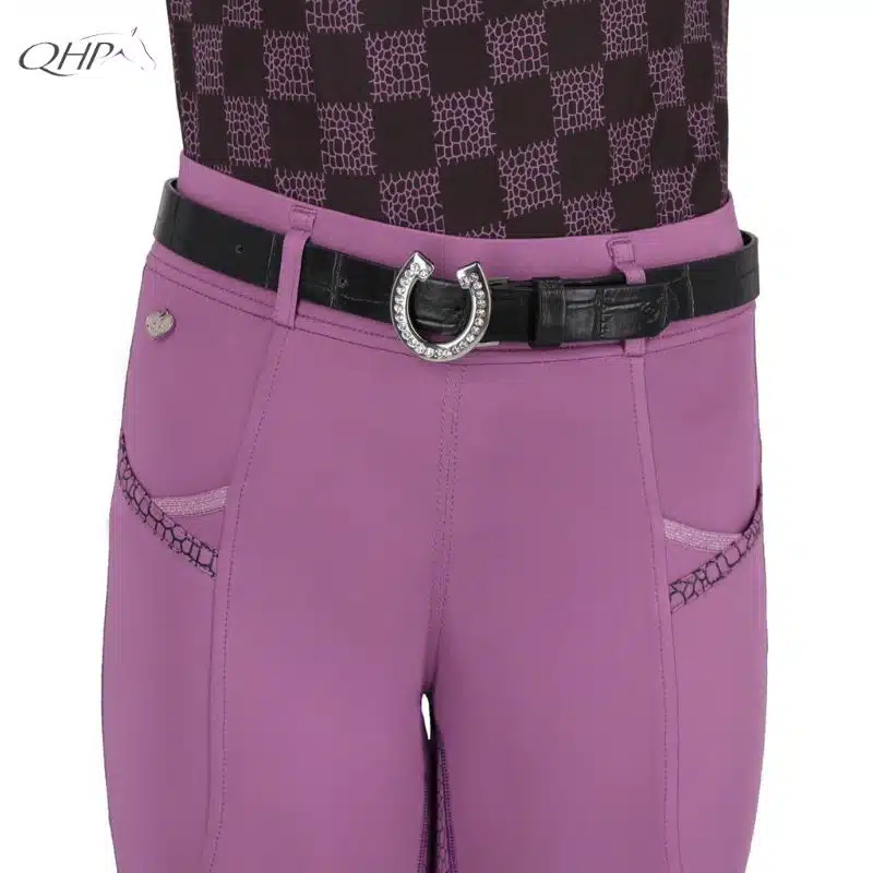 Ceinture d'équitation pour enfant Lize QHP 9113 noir fer à cheval Sellerie Equinoxe Shop Fuveau