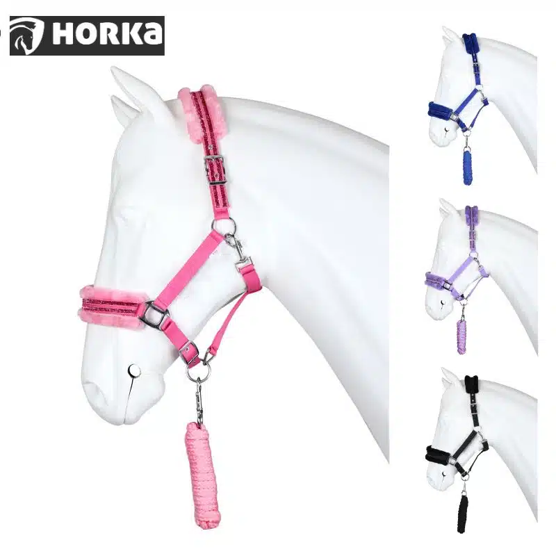 Ensemble Licol et Longe Angel Horka 180218 polaire Teddy paillettes Sellerie Equinoxe Shop Fuveau