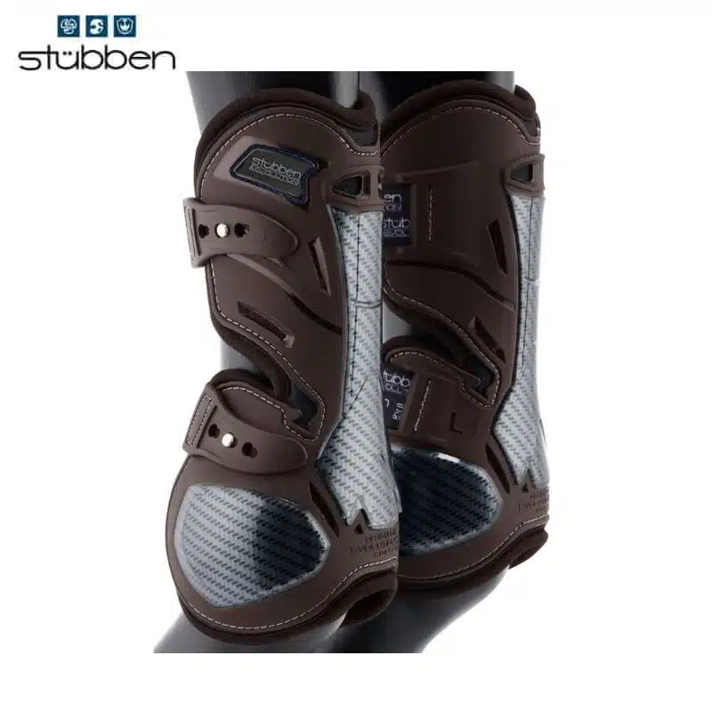 STÜBBEN TENDON BOOTS HYBRID CARBON Guêtres ouvertes flexibles marron cheval Sellerie Equinoxe Shop Fuveau