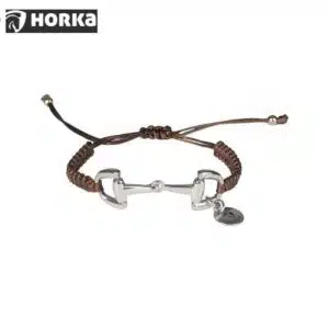 bracelet tressé logo mors Horka 145896 choco argent Sellerie Equinoxe Shop Fuveau