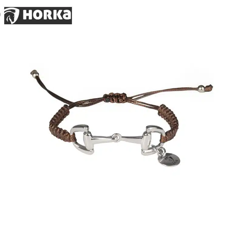 bracelet tressé logo mors Horka 145896 choco argent Sellerie Equinoxe Shop Fuveau