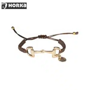 bracelet tressé logo mors Horka 145896 choco or Sellerie Equinoxe Shop Fuveau