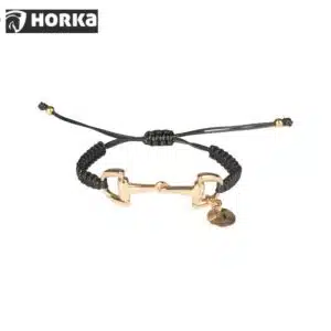 bracelet tressé logo mors Horka 145896 noir or Sellerie Equinoxe Shop Fuveau