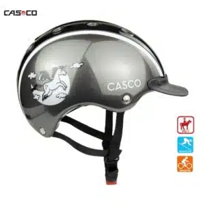 Casque d'équitation enfants Nori Licorne Noir Shiny CASCO Sellerie Equinoxe Shop Fuveau