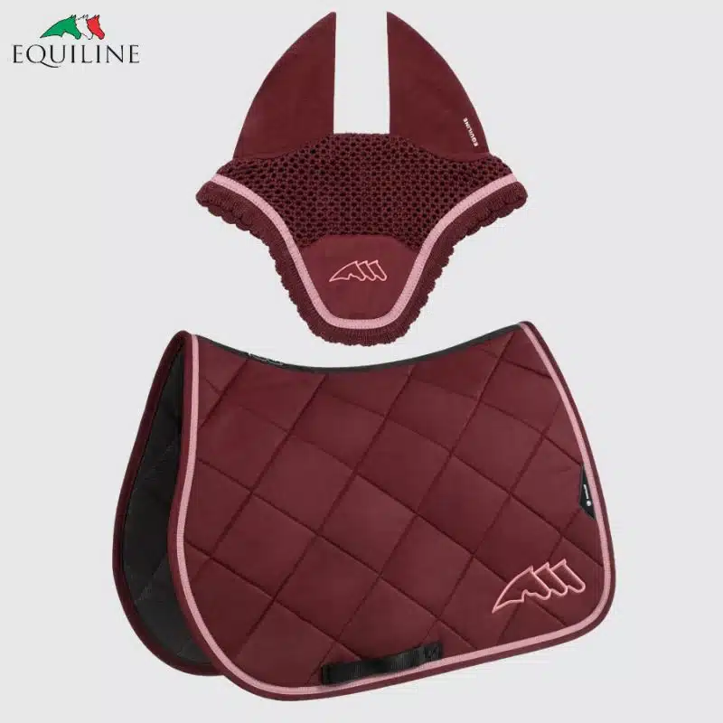 Ensemble Tapis et Bonnet EQCHROMA EC018PB11336 bordeaux Sellerie Equinoxe Shop Fuveau