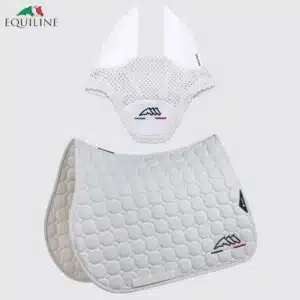 Ensemble Tapis et Bonnet EQFLAGGY EQUILINE EC018PB11355 blanc Sellerie Equinoxe Shop Fuveau