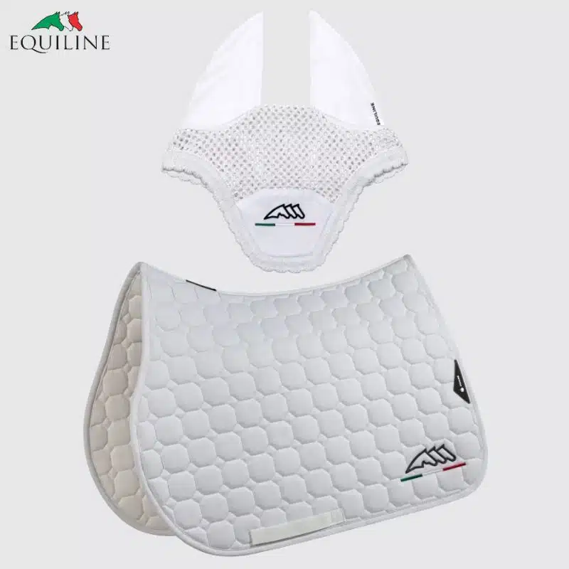 Ensemble Tapis et Bonnet EQFLAGGY EQUILINE EC018PB11355 blanc Sellerie Equinoxe Shop Fuveau