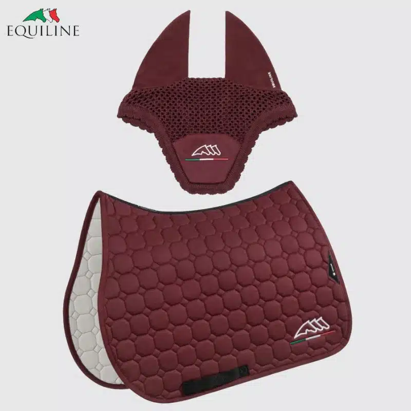 Ensemble Tapis et Bonnet EQFLAGGY EQUILINE EC018PB11355 bordeaux Sellerie Equinoxe Shop Fuveau