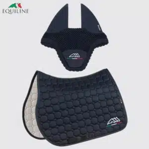 Ensemble Tapis et Bonnet EQFLAGGY EQUILINE EC018PB11355 marine Sellerie Equinoxe Shop Fuveau