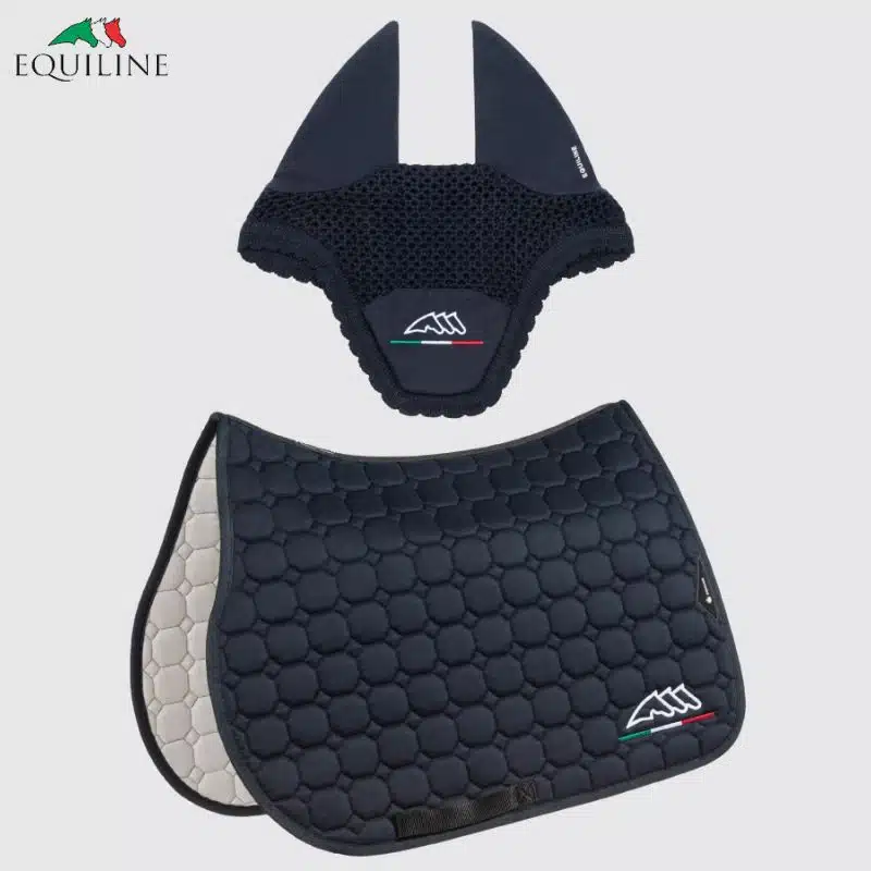 Ensemble Tapis et Bonnet EQFLAGGY EQUILINE EC018PB11355 marine Sellerie Equinoxe Shop Fuveau