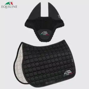 Ensemble Tapis et Bonnet EQFLAGGY EQUILINE EC018PB11355 noir Sellerie Equinoxe Shop Fuveau