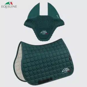 Ensemble Tapis et Bonnet EQFLAGGY EQUILINE EC018PB11355 vert Sellerie Equinoxe Shop Fuveau