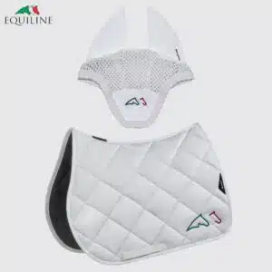 Ensemble Tapis et Bonnet EQTRICOLORE EC018PB11354 blanc Sellerie Equinoxe Shop Fuveau