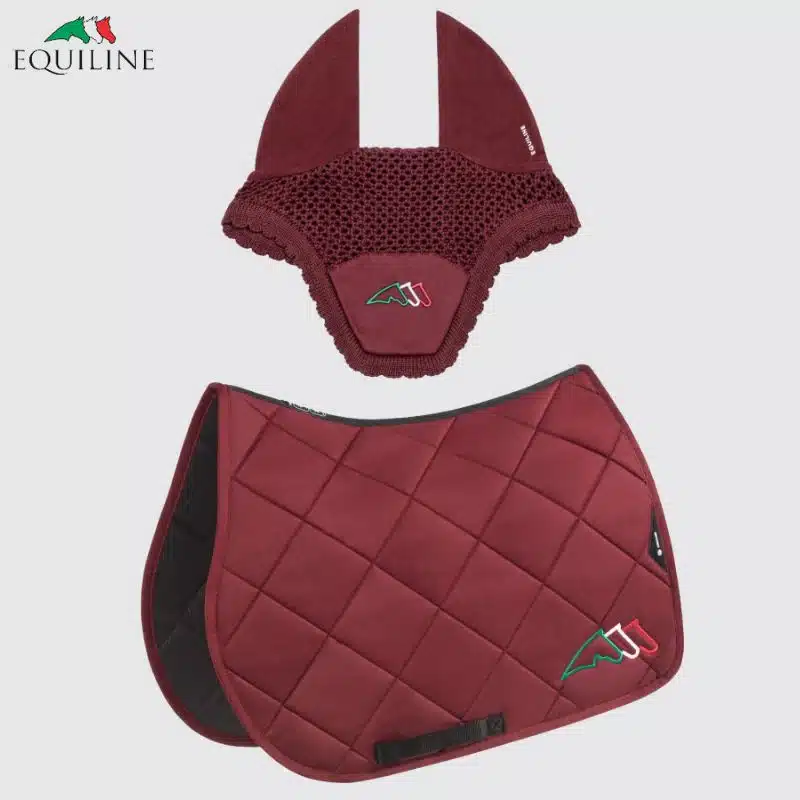 Ensemble Tapis et Bonnet EQTRICOLORE EC018PB11354 bordeaux Sellerie Equinoxe Shop Fuveau