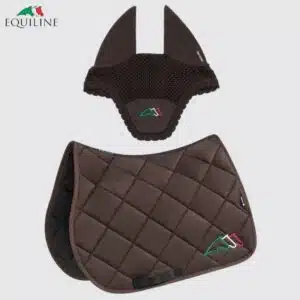 Ensemble Tapis et Bonnet EQTRICOLORE EC018PB11354 choco Sellerie Equinoxe Shop Fuveau