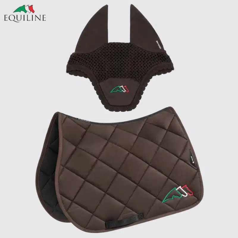 Ensemble Tapis et Bonnet EQTRICOLORE EC018PB11354 choco Sellerie Equinoxe Shop Fuveau