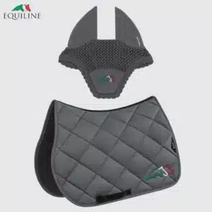 Ensemble Tapis et Bonnet EQTRICOLORE EC018PB11354 gris Sellerie Equinoxe Shop Fuveau