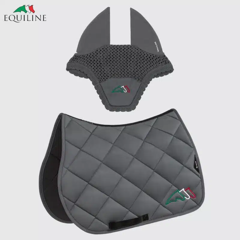 Ensemble Tapis et Bonnet EQTRICOLORE EC018PB11354 gris Sellerie Equinoxe Shop Fuveau