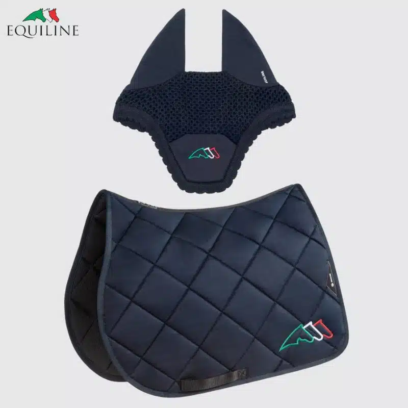 Ensemble Tapis et Bonnet EQTRICOLORE EC018PB11354 marine Sellerie Equinoxe Shop Fuveau