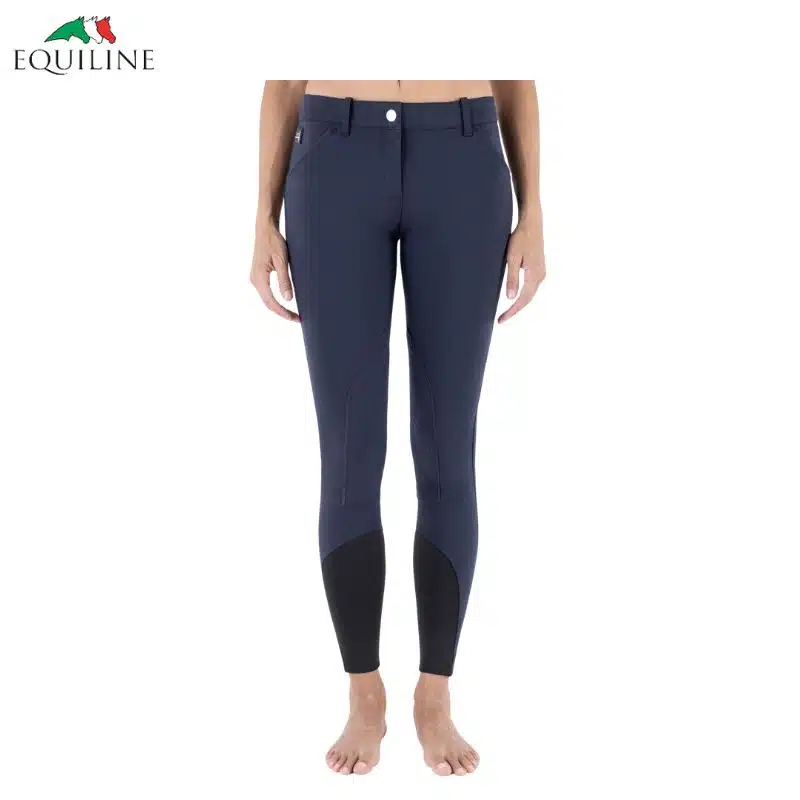 PANTALON Boston tissu coton blanc marine Femme Equiline EC018PN08663 Sellerie Equinoxe Shop Fuveau