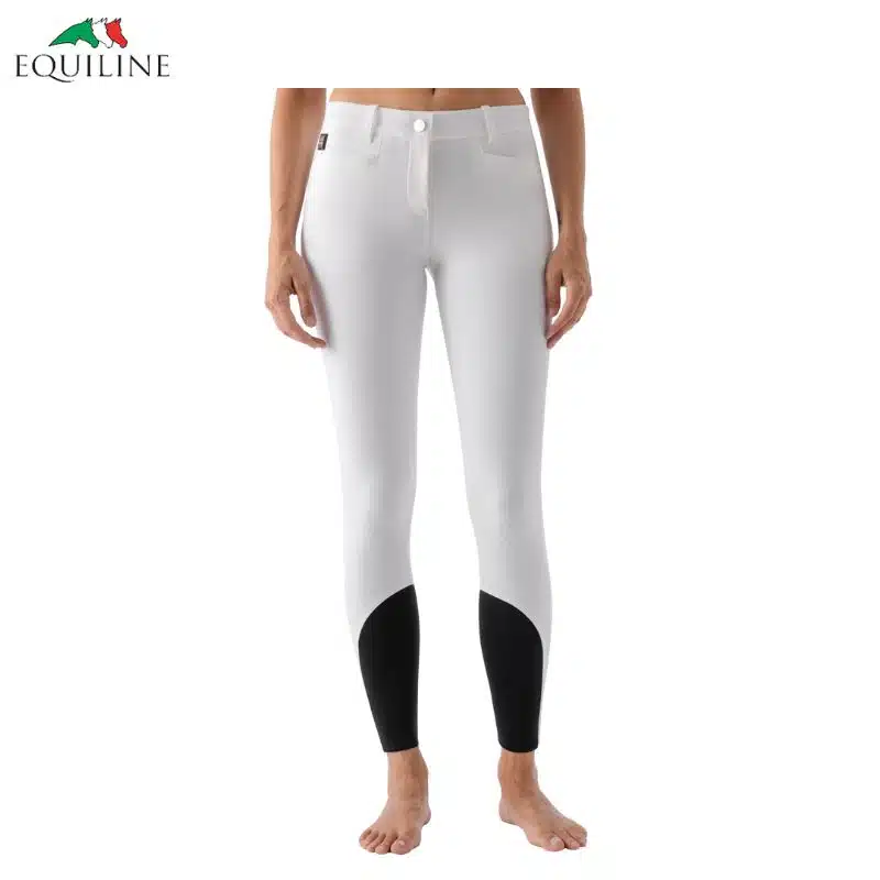 PANTALON GRIP GENOU ASH Femme blanc Equiline EC018PN08698 Sellerie Equinoxe Shop Fuveau
