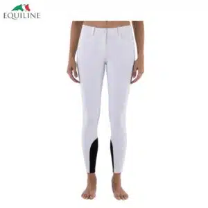PANTALON GRIP GENOU AVEC LOGO CORNEK Femme Blanc Equiline EC018PN08001 Sellerie Equinoxe Shop Fuveau