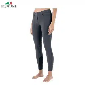 PANTALON GRIP GENOU AVEC LOGO CORNEK Femme Gris Equiline EC018PN08001 Sellerie Equinoxe Shop Fuveau