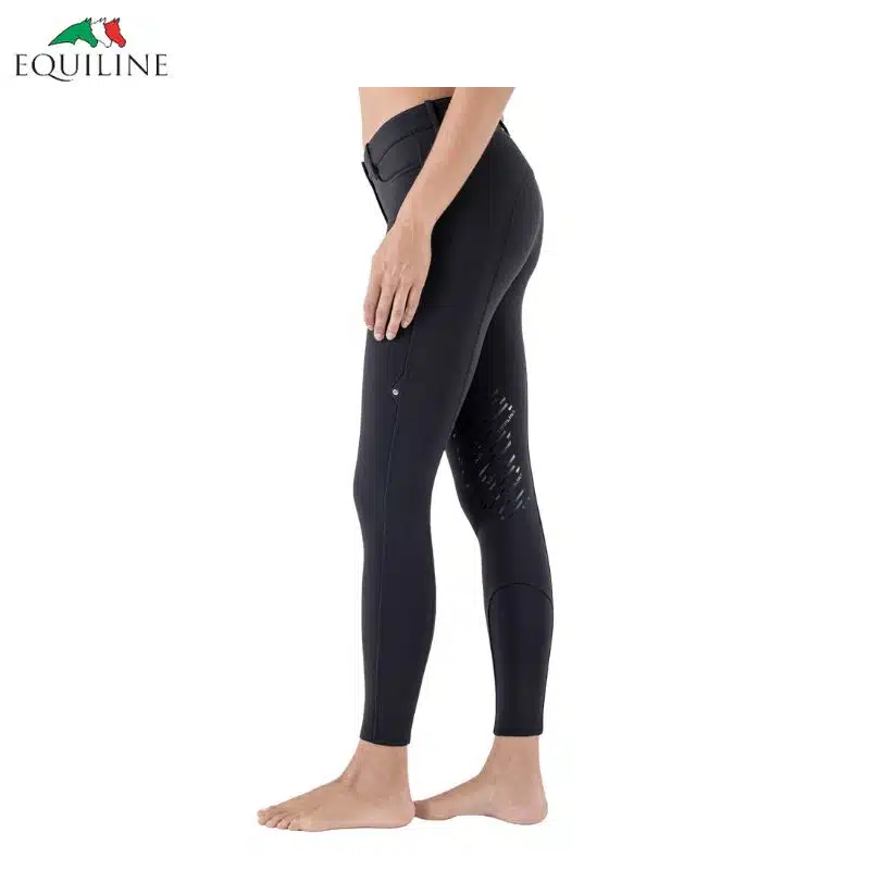 PANTALON GRIP GENOU AVEC LOGO CORNEK Femme Noir Equiline EC018PN08001 Sellerie Equinoxe Shop Fuveau