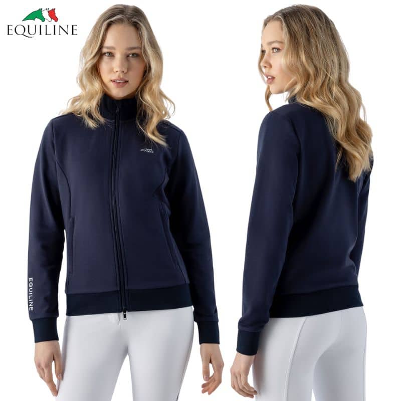Sweat d'équitation zippé marine Equiline EQCARREK EC018PR09600 Sellerie Equinoxe Shop Fuveau