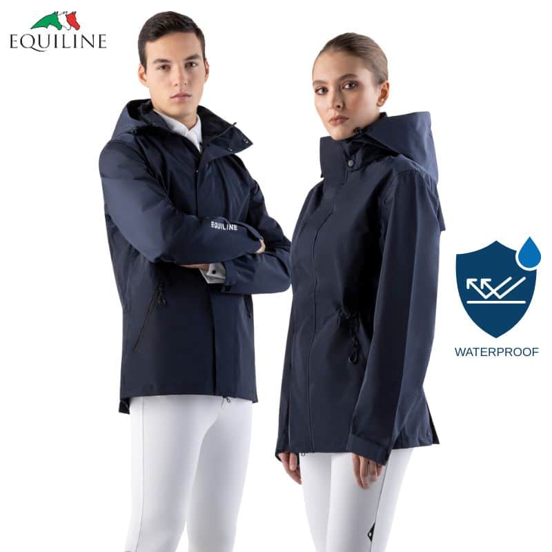 Veste imperméable unisexe EQREVEK marine Equiline EC018PQ10110 Sellerie Equinoxe Shop Fuveau