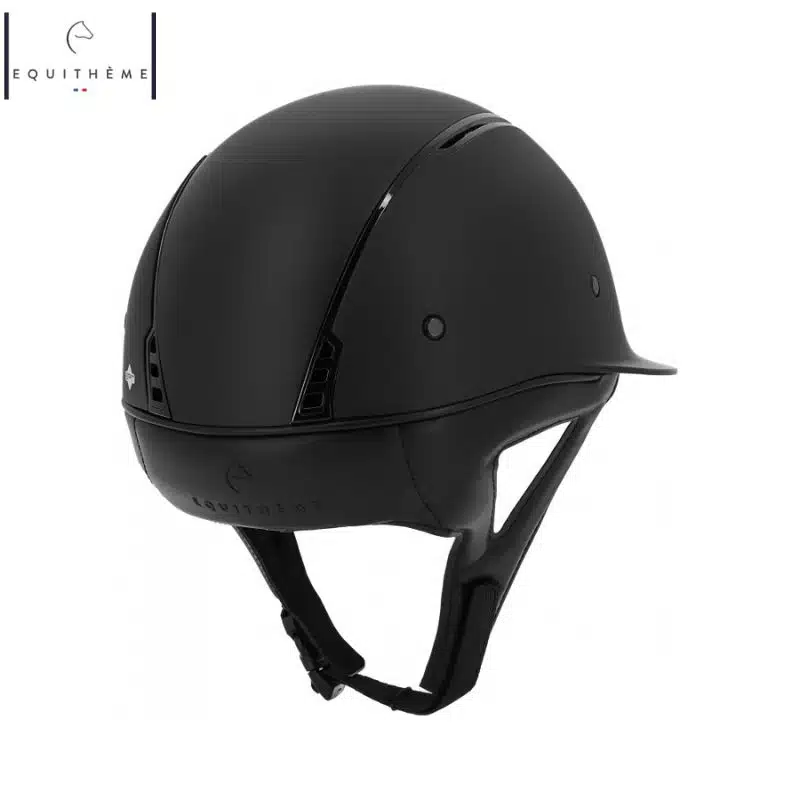 Casque d'équitation Soazy Noir Mat liseré noir brillant EQUITHÈME 911972 Sellerie Equinoxe Shop Fuveau