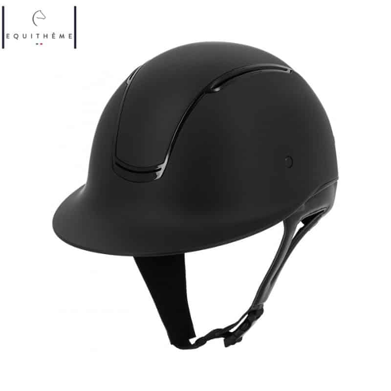 Casque d'équitation Soazy Noir Mat noir brillant EQUITHÈME 911972 Sellerie Equinoxe Shop Fuveau